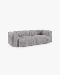 CANAPEA CU 3 LOCURI MARTINA, 120X184 CM, ADANCIME SCAUN 90 CM, GRI DESCHIS, TAPITAT CU TAPITERIE DIN TEXTIL CORDOI TILIA, MICADONI - Img 2