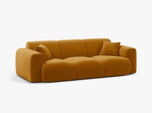 CANAPEA CU 3 LOCURI, MOLINO, 235 CM, GALBEN, CU TAPITERIE DIN TEXTIL CATIFEA VELVET CASINO, MICADONI - Img 2