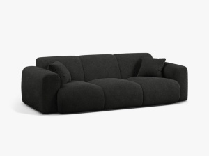 CANAPEA CU 3 LOCURI, MOLINO, 235 CM, NEGRU, CU TAPITERIE DIN TEXTIL BOUCLE BALOO, MICADONI - Img 2