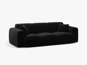 CANAPEA CU 3 LOCURI, MOLINO, 235 CM, NEGRU, CU TAPITERIE DIN TEXTIL CATIFEA VELVET CASINO, MICADONI - Img 2