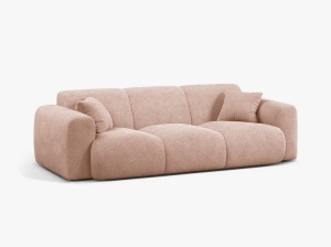 CANAPEA CU 3 LOCURI, MOLINO, 235 CM, ROZ PUDRA, CU TAPITERIE DIN TEXTIL BOUCLE BALOO, MICADONI - Img 2