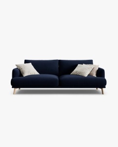 CANAPEA CU 3 LOCURI, NAOMI, ALBASTRU ROYAL, 200X95 CM, TAPITAT CU TAPITERIE DIN TEXTIL CATIFEA SALVADOR, MICADONI