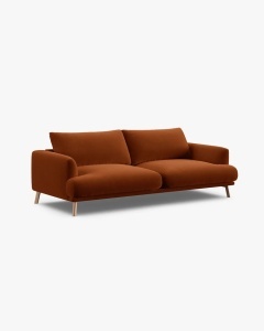 CANAPEA CU 3 LOCURI, NAOMI, CARAMIZIU, 200X95 CM, TAPITAT CU TAPITERIE DIN TEXTIL CATIFEA SALVADOR, MICADONI - Img 3