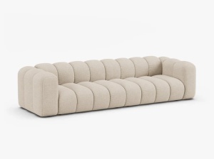 CANAPEA CU 4 LOCURI LUPIN 288, BEJ, CU TAPITERIE DIN TEXTIL BOUCLE BALOO, MICADONI - Img 2