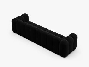 CANAPEA CU 4 LOCURI LUPIN 288, NEAGRA, CU TAPITERIE DIN CATIFEA SALVADOR, MICADONI - Img 3