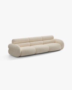 CANAPEA CU 4 LOCURI, NEO, BEJ DESCHIS, 305X100 CM, TAPITAT CU TAPITERIE DIN TEXTIL CHENILLE SILENCIO, MICADONI - Img 2