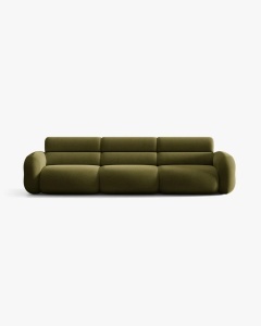 CANAPEA CU 4 LOCURI, NEO, VERDE MASLINIU INCHIS 305X100 CM, TAPITAT CU TAPITERIE DIN TEXTIL BOUCLE BALOO, MICADONI