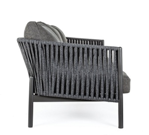 CANAPEA DE GRADINA/ERASA FLORENCIA, GRI INCHIS, CONFECTIONATA DIN ALUMINIU SI TEXTIL, STIL MODERN - Img 2