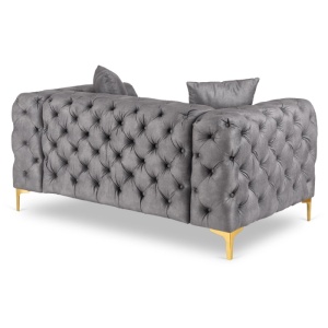 CANAPEA DEOSEBITA 2 LOCURI, ARTIM MEBLE, MATERIAL TEXTIL( CATIFEA) SI SUPORT METALIC, CULOARE GRI/AURIU, STIL MODERN - Img 4