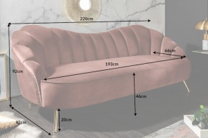 CANAPEA DEOSEBITA 220CM, CATIFEA ROZ INCHIS, DESIGN RETRO, ARTIM GROUP SELECTION - Img 2