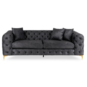 CANAPEA DEOSEBITA 3 LOCURI, ARTIM MEBLE, MATERIAL TEXTIL( CATIFEA) SI SUPORT METALIC, CULOARE NEAGRA/AURIU, STIL MODERN