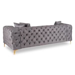 CANAPEA DEOSEBITA 3 LOCURI, ARTIM MEBLE, MATERIAL TEXTIL( CATIFEA) SI SUPORT METALIC, CULOARE GRI/AURIU, STIL MODERN - Img 3