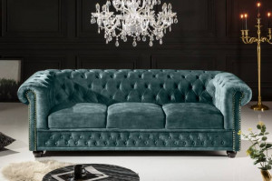 CANAPEA DEOSEBITA, CHESTERFIELD 205CM, DIN LEMN MASIV SI CATIFEA, DESIGN MODERN, ARTIM GROUP SELECTION - Img 1