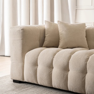 CANAPEA ELEGANTA 3 LOCURI, ARTIM MEBLE, MATERIAL TEXTIL SI LEMN, CULOARE CREM, STIL MODERN - Img 3