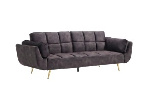 CANAPEA EXTENSIBILA BOUTIQUE 215CM, 3 LOCURI, REALIZATA DIN LEMN MASIV SI CATIFEA , CULOARE GRI, INVICTA INTERIOR - Img 4