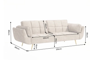 CANAPEA EXTENSIBILA BOUTIQUE 215CM, 3 LOCURI, REALIZATA DIN LEMN MASIV SI CATIFEA , CULOARE BEJ, INVICTA INTERIOR - Img 5