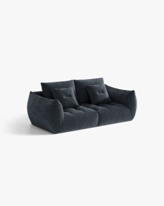 CANAPEA EXTENSIBILA CU 3 LOCURI, BLOOM, 232 CM, ALBASTRU MARIN, CU TAPITERIE DIN TEXTIL STRUCTURAT WIND, MICADONI - Img 2