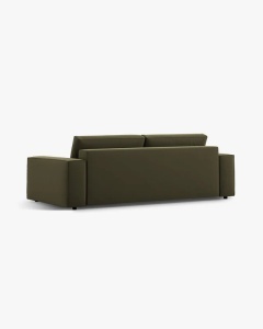 CANAPEA EXTENSIBILA CU 3 LOCURI, JODIE, 107X472 CM, ADANCIME SCAUN 62 CM, VERDE, TAPITAT CU TAPITERIE DIN TEXTIL CATIFEA BLUVEL, MICADONI - Img 4