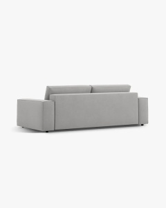 CANAPEA EXTENSIBILA CU 3 LOCURI, JODIE, 107X472 CM, ADANCIME SCAUN 62 CM, GRI DESCHIS, TAPITAT CU TAPITERIE DIN TEXTIL STRUCTURAT MEGAN, MICADONI - Img 4