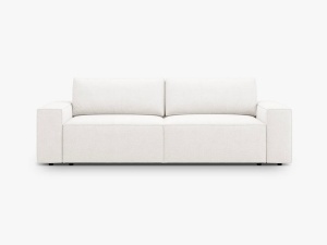 CANAPEA EXTENSIBILA CU 3 LOCURI, JODIE, 107X472 CM, ADANCIME SCAUN 62 CM, ALB, TAPITAT CU TAPITERIE DIN TEXTIL BOUCLE BALOO, MICADONI