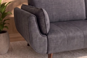 CANAPEA EXTENSIBILA DIVANI 220CM, 3 LOCURI, REALIZAT DIN LEMN SI CATIFEA, CULOARE GRI - Img 3