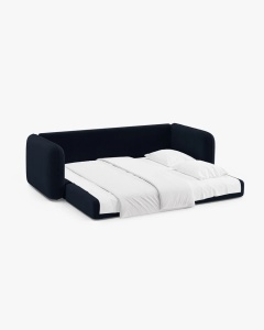 CANAPEA EXTENSIBILA DORMI, ALBASTRU ROYAL, 225X94 CM, TAPITAT CU TAPITERIE DIN TEXTIL CATIFEA SALVADOR, MICADONI - Img 5