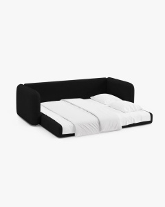CANAPEA EXTENSIBILA DORMI, NEGRU, 225X94 CM, TAPITAT CU TAPITERIE DIN TEXTIL STRUCTURAT MOLYBDEN, MICADONI - Img 5