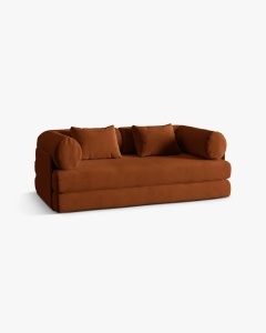 CANAPEA EXTENSIBILA DREAMY, CU 3 LOCURI, CARAMIZIU, 206X95 CM, TAPITAT CU TAPITERIE DIN TEXTIL CATIFEA SALVADOR, MICADONI - Img 3