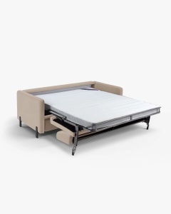 CANAPEA EXTENSIBILA GLORIA, CU 2 LOCURI, BEJ, 102X206 CM, TAPITAT CU TAPITERIE DIN TEXTIL CATIFEA SALVADOR, MICADONI - Img 2