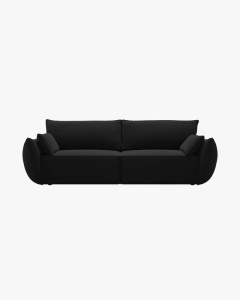 CANAPEA EXTENSIBILA KAELLE, 244 CM, CU 3 LOCURI, NEGRU, CU TAPITERIE DIN TEXTIL CATIFEA BLUVEL, MICADONI