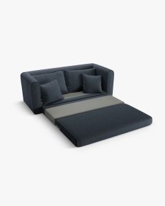 CANAPEA EXTENSIBILA LIDO, ALBASTRU INCHIS, 158X69 CM, TAPITAT CU TAPITERIE DIN TEXTIL STRUCTURAT SOLID, MICADONI - Img 5