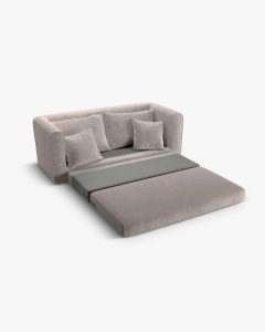 CANAPEA EXTENSIBILA LIDO, GRI CALD, 158X69 CM, TAPITAT CU TAPITERIE DIN TEXTIL BOUCLE CORAL, MICADONI - Img 5