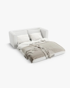 CANAPEA EXTENSIBILA LIDO, GRI DESCHIS RECE, 158X69 CM, TAPITAT CU TAPITERIE DIN TEXTIL STRUCTURAT SOLID, MICADONI - Img 3
