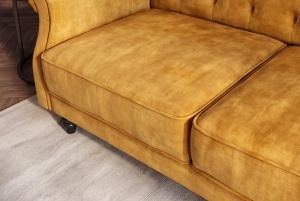 CANAPEA EXTENSIBILA LIVING MAISON 220CM, REALIZATA DIN CATIFEA, CULOARE GALBEN MUSTAR - Img 6