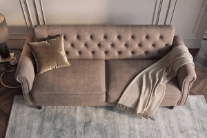 CANAPEA EXTENSIBILA MAISON BELLE 220CM, REALIZATA DIN LEMN SI CATIFEA, CULOARE GRI, INVICTA INTERIOR - Img 9