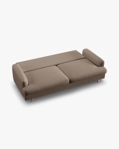 CANAPEA EXTENSIBILA NAOMI, CU 3 LOCURI, CAPPUCCINO, 233X110 CM, TAPITAT CU TAPITERIE DIN TEXTIL STRUCTURAT LIBERTY, MICADONI - Img 5