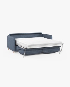CANAPEA EXTENSIBILA SIMO, ALBASTRU DESCHIS, 225X94 CM, TAPITAT CU TAPITERIE DIN TEXTIL STRUCTURAT BABEL, MICADONI - Img 3