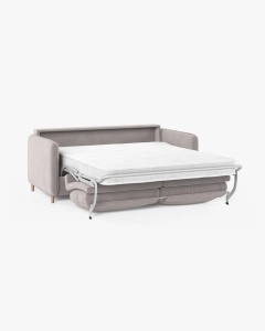 CANAPEA EXTENSIBILA SIMO, GRI DESCHIS, 225X94 CM, TAPITAT CU TAPITERIE DIN TEXTIL CATIFEA SALVADOR, MICADONI - Img 3