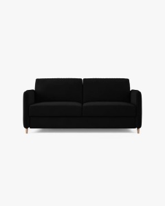 CANAPEA EXTENSIBILA SIMO, NEGRU, 225X94 CM, TAPITAT CU TAPITERIE DIN TEXTIL CATIFEA SALVADOR, MICADONI