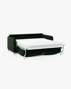CANAPEA EXTENSIBILA SIMO, VERDE SMARALD, 225X94 CM, TAPITAT CU TAPITERIE DIN TEXTIL CATIFEA SALVADOR, MICADONI - Img 3