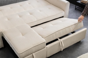 CANAPEA EXTENSIBILA, SMART 180CM, 2 LOCURI, CATIFEA BEJ RAIAT, ARTIM GROUP SELECTION - Img 7