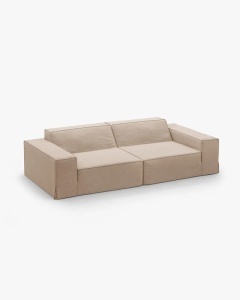 CANAPEA JODIE, CU 3 LOCURI, 204X99 CM, NISIPIU, TAPITAT CU TAPITERIE DIN TEXTIL STRUCTURAT LINS, MICADONI - Img 3