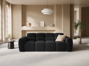 CANAPEA LISA, 3 LOCURI, 216 CM, NEGRU, TAPITERIE DIN CATIFEA, DESIGN DEOSEBIT