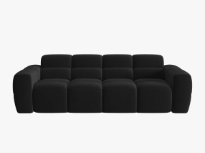 CANAPEA LISA, 4 LOCURI, 265 CM, NEGRU, TAPITERIE DIN CATIFEA, DESIGN DEOSEBIT - Img 2