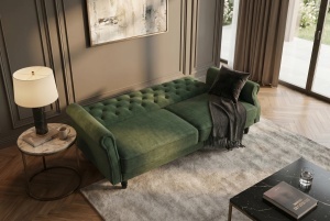CANAPEA LIVING EXTENSIBILA MAISON, 220CM, DIN LEMN SI MATERIAL TEXTIL FOARTE FIN( CATIFEA), CULOARE VERDE, INVICTA INTERIOR - Img 7