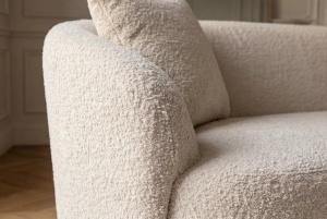 CANAPEA LIVING SEMIROTUNDA ELEMENTS, 180CM, 2 LOCURI, DIN LEMN SI MATERIAL BOUCLE, CULOARE BEJ, INVICTA INTERIOR - Img 9