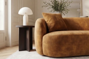 CANAPEA LIVING SEMIROTUNDA ELEMENTS, 180CM, 2 LOCURI, DIN LEMN SI MATERIAL CATIFEA, CULOARE GALBEN MUSTAR, INVICTA INTERIOR - Img 7