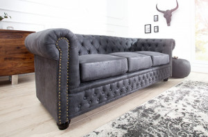CANAPEA LUX, DESIGN ENGLEZESC CHESTERFIELD GRI 200CM, ARTIM GROUP SELECTION - Img 2