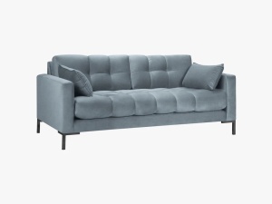 CANAPEA MAMAIA, 2 LOCURI, 152 CM, ALBASTRU DESCHIS 06/NEGRU, TAPITERIE DIN CATIFEA, DESIGN DEOSEBIT - Img 2