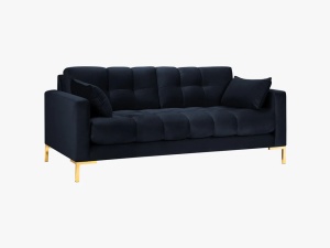 CANAPEA MAMAIA, 2 LOCURI, 152 CM, ALBASTRU INCHIS 89/AURIU, TAPITERIE DIN CATIFEA, DESIGN DEOSEBIT - Img 2